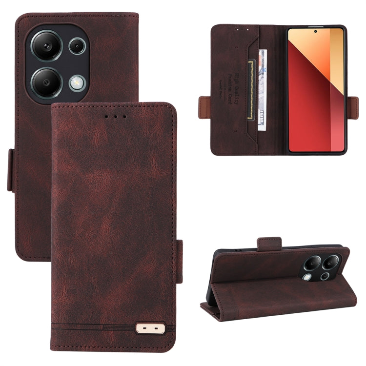 For Xiaomi Redmi Note 13 Pro 4G Magnetic Clasp Leather Phone Case(Brown) - Xiaomi Cases by PMC Jewellery | Online Shopping South Africa | PMC Jewellery | Buy Now Pay Later Mobicred