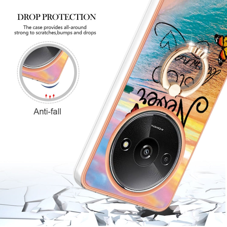 For Xiaomi Redmi A3 Electroplating IMD TPU Phone Case with Ring(Dream Butterfly) - Xiaomi Cases by PMC Jewellery | Online Shopping South Africa | PMC Jewellery | Buy Now Pay Later Mobicred