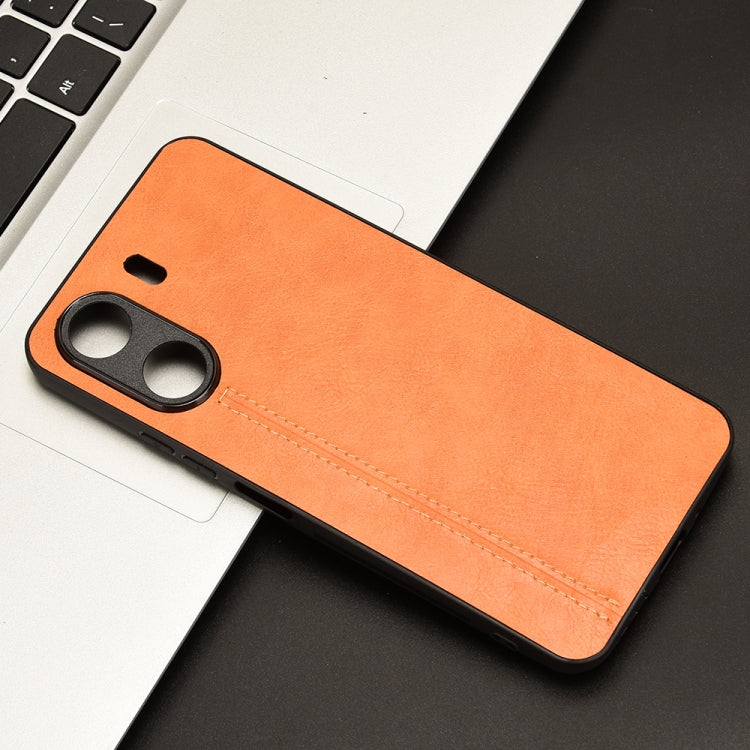 For Xiaomi Redmi 13C 4G / Poco C65 Sewing Cow Pattern Skin PC + PU + TPU Phone Case(Orange) - 13C Cases by PMC Jewellery | Online Shopping South Africa | PMC Jewellery | Buy Now Pay Later Mobicred