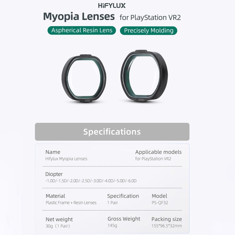 For PlayStation VR2 Hifylux Myopia Glasses Aspherical Resin Lens(-2.5D) - VR Accessories by Sunnylife | Online Shopping South Africa | PMC Jewellery | Buy Now Pay Later Mobicred