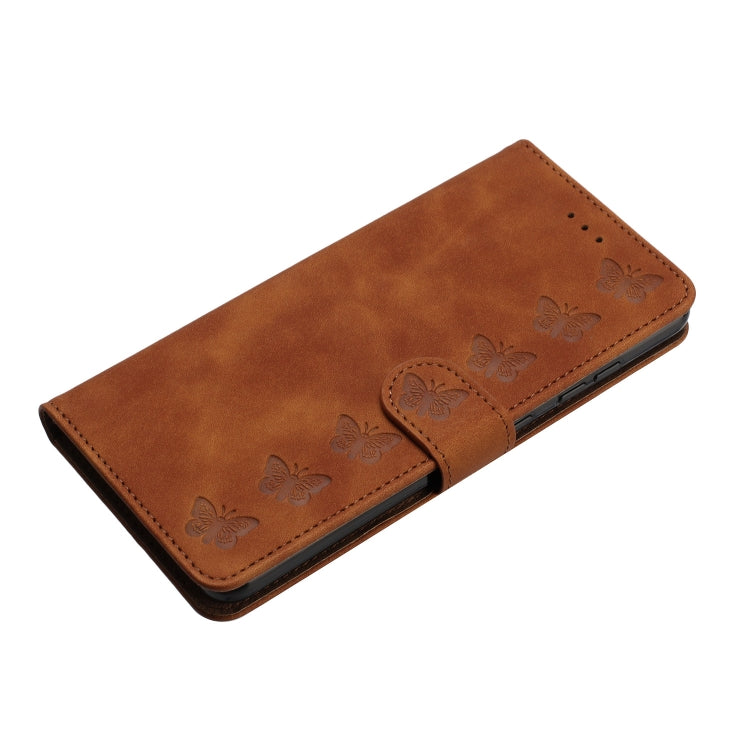 For iPhone 16 Seven Butterflies Embossed Leather Phone Case(Brown) - iPhone 16 Cases by PMC Jewellery | Online Shopping South Africa | PMC Jewellery | Buy Now Pay Later Mobicred