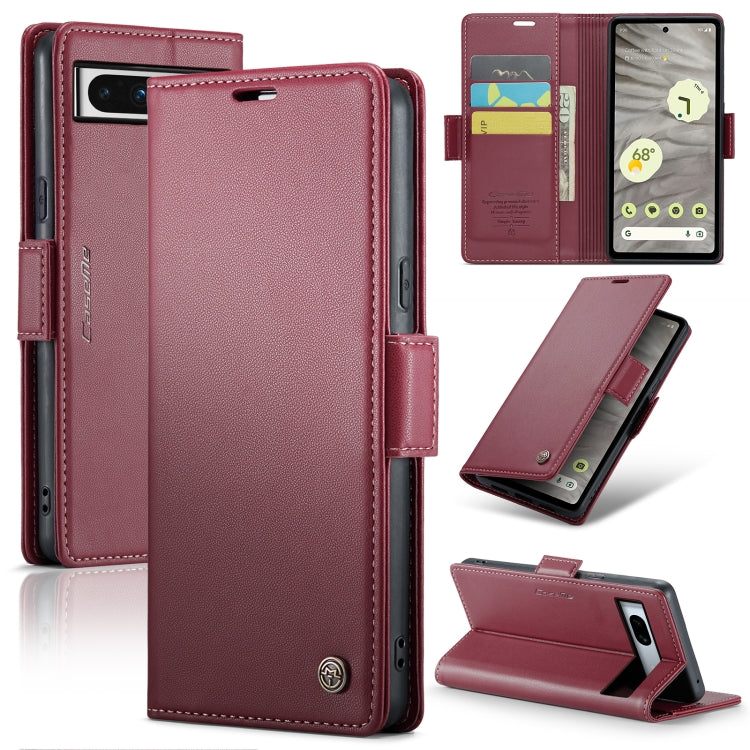 For Google Pixel 7a CaseMe 023 Butterfly Buckle Litchi Texture RFID Anti-theft Leather Phone Case(Wine Red) - Google Cases by CaseMe | Online Shopping South Africa | PMC Jewellery | Buy Now Pay Later Mobicred