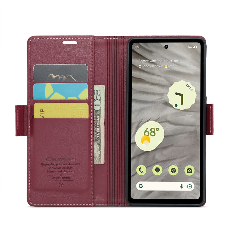 For Google Pixel 7a CaseMe 023 Butterfly Buckle Litchi Texture RFID Anti-theft Leather Phone Case(Wine Red) - Google Cases by CaseMe | Online Shopping South Africa | PMC Jewellery | Buy Now Pay Later Mobicred