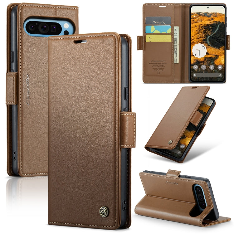 For Google Pixel 9 Pro XL CaseMe 023 Butterfly Buckle Litchi Texture RFID Anti-theft Leather Phone Case(Brown) - Google Cases by CaseMe | Online Shopping South Africa | PMC Jewellery | Buy Now Pay Later Mobicred