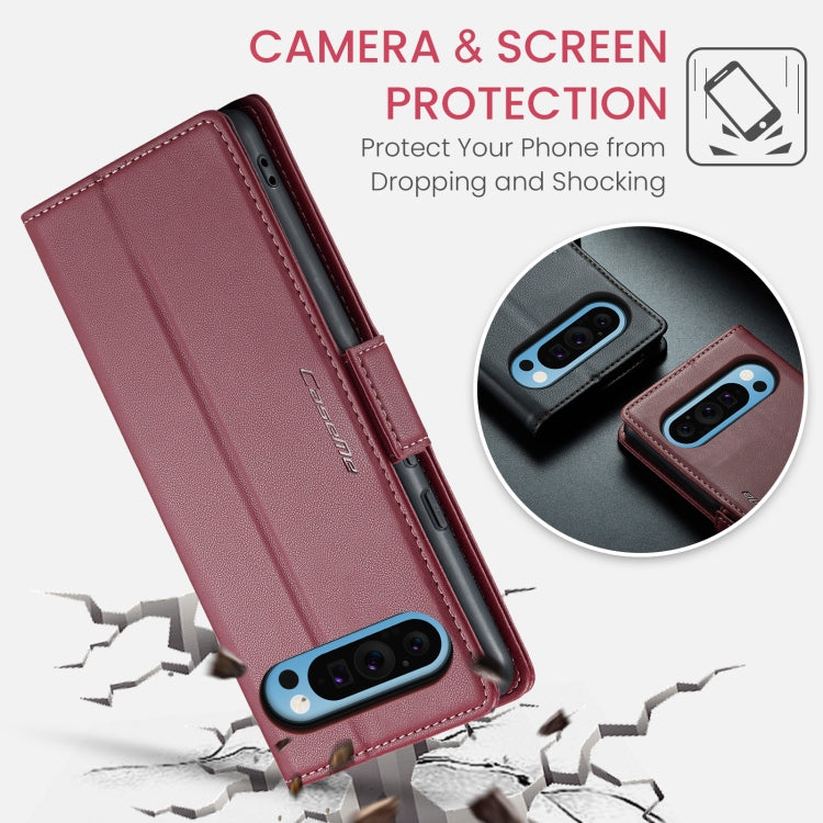 For Google Pixel 9 Pro XL CaseMe 023 Butterfly Buckle Litchi Texture RFID Anti-theft Leather Phone Case(Wine Red) - Google Cases by CaseMe | Online Shopping South Africa | PMC Jewellery | Buy Now Pay Later Mobicred