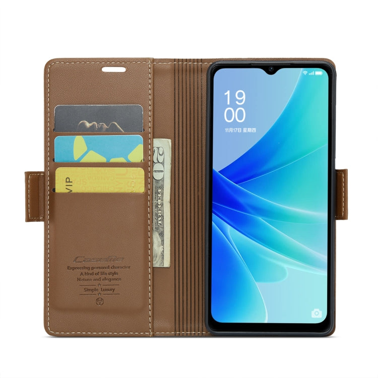 For OPPO A77 4G Global / A57e 4G CaseMe 023 Butterfly Buckle Litchi Texture RFID Anti-theft Leather Phone Case(Brown) - OPPO Cases by CaseMe | Online Shopping South Africa | PMC Jewellery | Buy Now Pay Later Mobicred