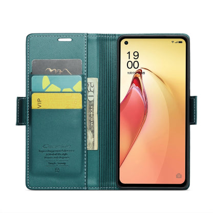 For OPPO Reno8 Pro 5G Global CaseMe 023 Butterfly Buckle Litchi Texture RFID Anti-theft Leather Phone Case(Pearly Blue) - OPPO Cases by CaseMe | Online Shopping South Africa | PMC Jewellery | Buy Now Pay Later Mobicred