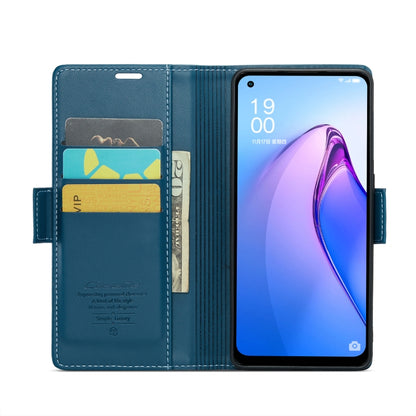 For OPPO Reno7 Z Global/Reno7 Lite Global CaseMe 023 Butterfly Buckle Litchi Texture RFID Anti-theft Leather Phone Case(Blue) - OPPO Cases by CaseMe | Online Shopping South Africa | PMC Jewellery | Buy Now Pay Later Mobicred