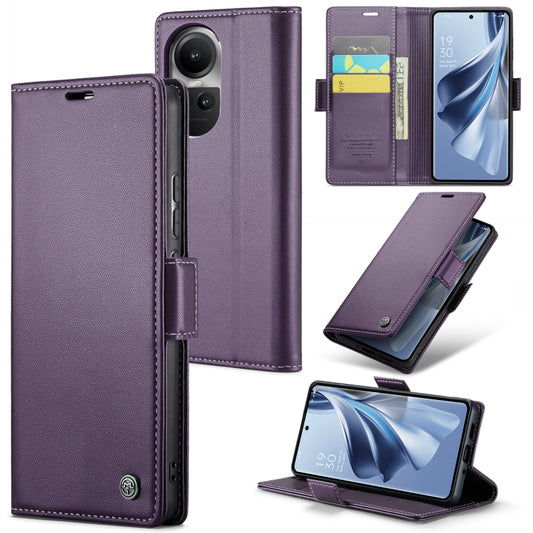 For OPPO Reno10 5G Global／Reno10 Pro Global CaseMe 023 Butterfly Buckle Litchi Texture RFID Anti-theft Leather Phone Case(Pearly Purple) - OPPO Cases by CaseMe | Online Shopping South Africa | PMC Jewellery | Buy Now Pay Later Mobicred