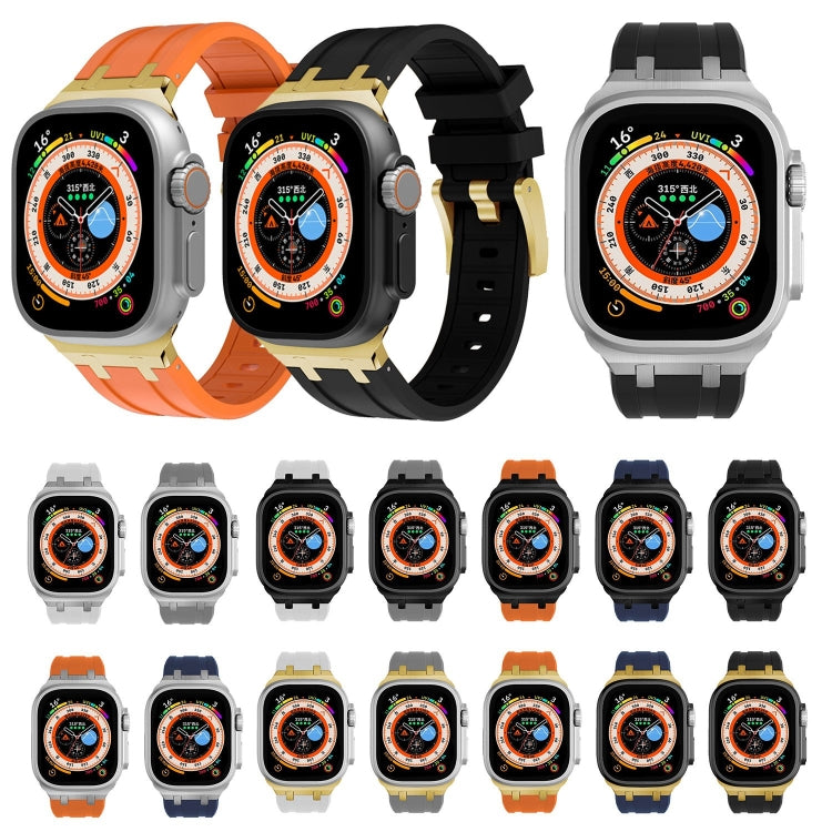 AP Silicone Watch Band For Apple Watch SE 2023 44mm(Silver Orange) - Watch Bands by PMC Jewellery | Online Shopping South Africa | PMC Jewellery