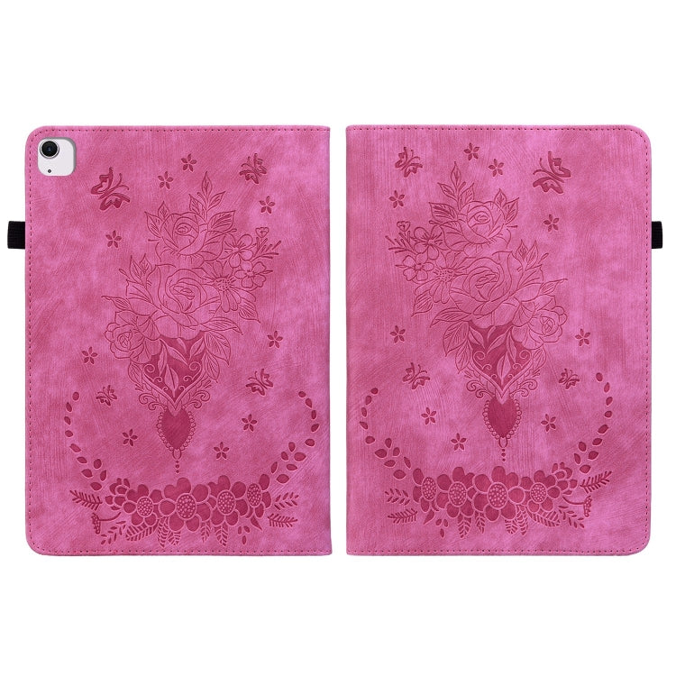 For iPad Air 11 2024 Butterfly Rose Embossed Leather Smart Tablet Case(Rose Red) - iPad Air 11 2024 Cases by PMC Jewellery | Online Shopping South Africa | PMC Jewellery | Buy Now Pay Later Mobicred