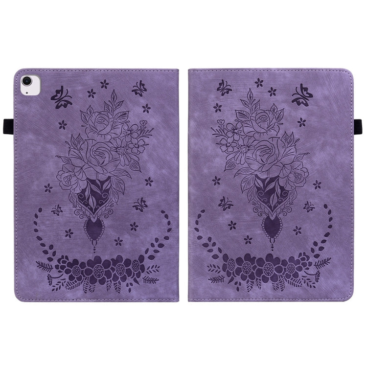 For iPad Air 11 2024 Butterfly Rose Embossed Leather Smart Tablet Case(Purple) - iPad Air 11 2024 Cases by PMC Jewellery | Online Shopping South Africa | PMC Jewellery | Buy Now Pay Later Mobicred