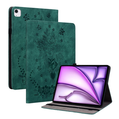 For iPad Air 11 2024 Butterfly Rose Embossed Leather Smart Tablet Case(Green) - iPad Air 11 2024 Cases by PMC Jewellery | Online Shopping South Africa | PMC Jewellery | Buy Now Pay Later Mobicred