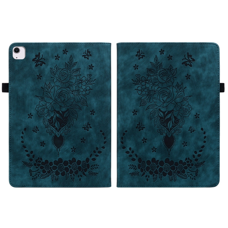 For iPad Air 11 2024 Butterfly Rose Embossed Leather Smart Tablet Case(Dark Blue) - iPad Air 11 2024 Cases by PMC Jewellery | Online Shopping South Africa | PMC Jewellery | Buy Now Pay Later Mobicred