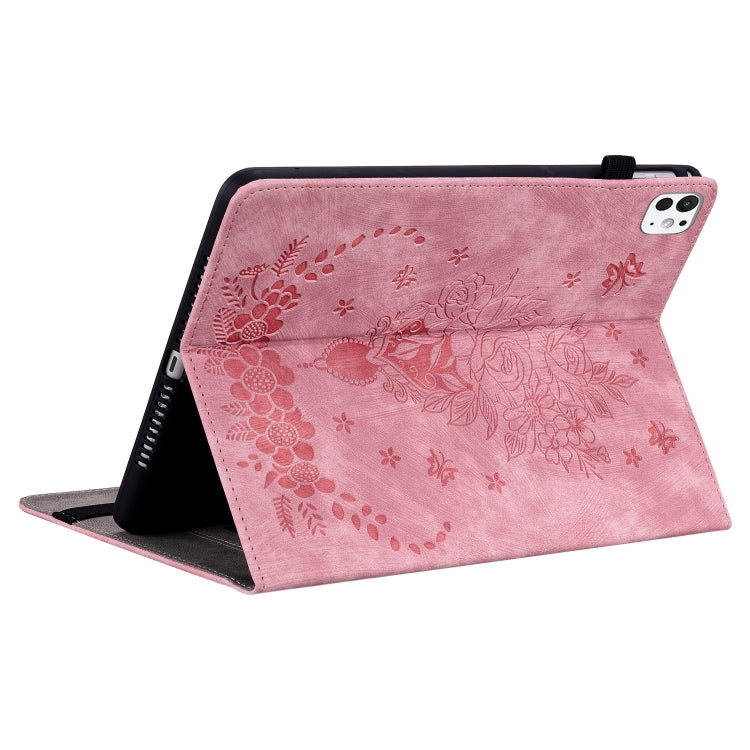For iPad Pro 11 2024 Butterfly Rose Embossed Leather Smart Tablet Case(Pink) - iPad Pro 11 2024 Cases by PMC Jewellery | Online Shopping South Africa | PMC Jewellery | Buy Now Pay Later Mobicred