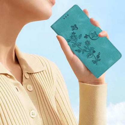 For iPhone 16 Flower Butterfly Embossing Pattern Leather Phone Case(Sky Blue) - iPhone 16 Cases by PMC Jewellery | Online Shopping South Africa | PMC Jewellery | Buy Now Pay Later Mobicred