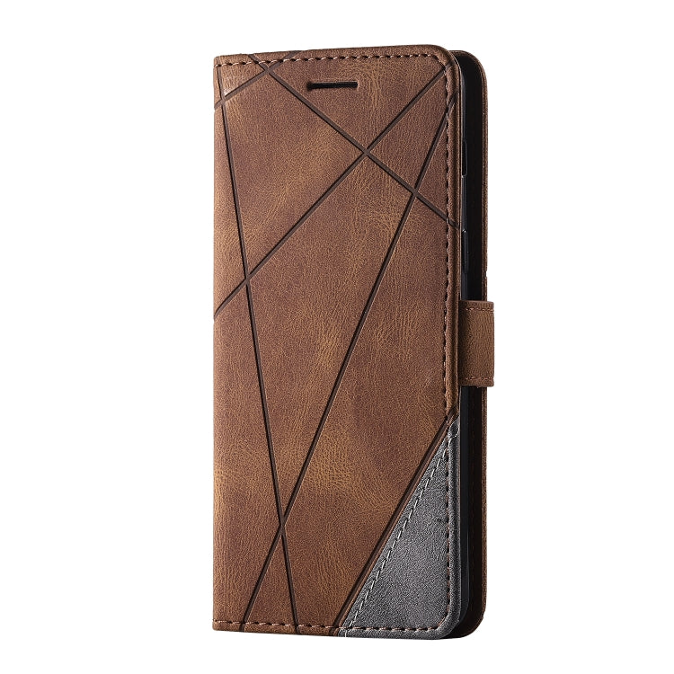 For Samsung Galaxy A8(2018) Skin Feel Splicing Horizontal Flip Leather Case with Holder & Card Slots & Wallet & Photo Frame(Brown) - Galaxy Phone Cases by PMC Jewellery | Online Shopping South Africa | PMC Jewellery