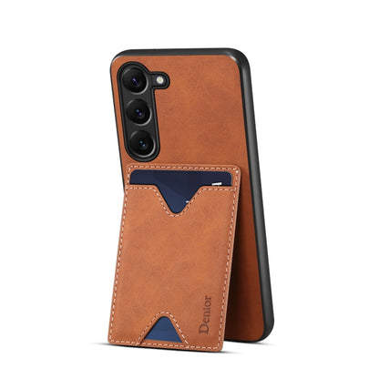 For Samsung Galaxy S24 5G Denior PU Back Cover Card Slot Holder Phone Case(Brown) - Galaxy S24 5G Cases by Denior | Online Shopping South Africa | PMC Jewellery | Buy Now Pay Later Mobicred