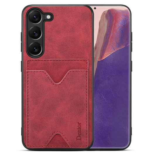 For Samsung Galaxy S24+ 5G Denior PU Back Cover Card Slot Holder Phone Case(Red) - Galaxy S24+ 5G Cases by Denior | Online Shopping South Africa | PMC Jewellery | Buy Now Pay Later Mobicred