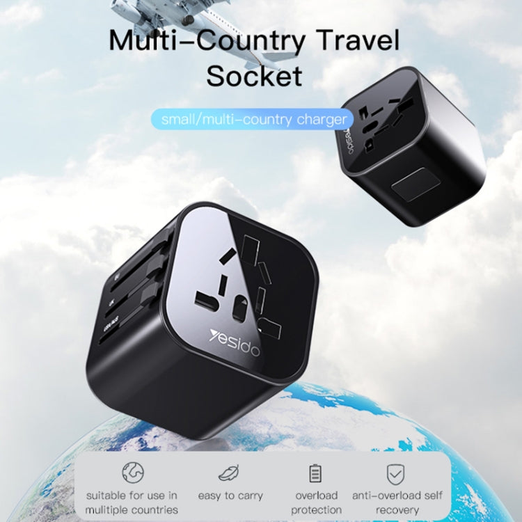 Yesido MC-09 Multi-function Universal Travel Adapter Plug(Black) - Extension Socket by Yesido | Online Shopping South Africa | PMC Jewellery | Buy Now Pay Later Mobicred