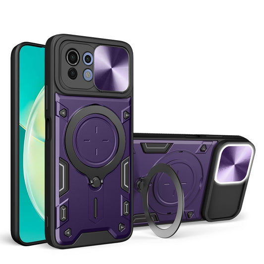 For Xiaomi Mi 11 Lite 4G / 5G CD Texture Sliding Camshield Magnetic Holder Phone Case(Purple) - Xiaomi Cases by PMC Jewellery | Online Shopping South Africa | PMC Jewellery | Buy Now Pay Later Mobicred