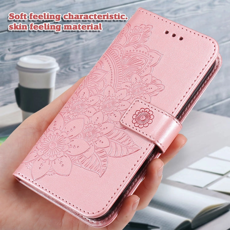 For Xiaomi Redmi K70 / K70 Pro 7-petal Flowers Embossing Leather Phone Case(Rose Gold) - K70 Pro Cases by PMC Jewellery | Online Shopping South Africa | PMC Jewellery | Buy Now Pay Later Mobicred