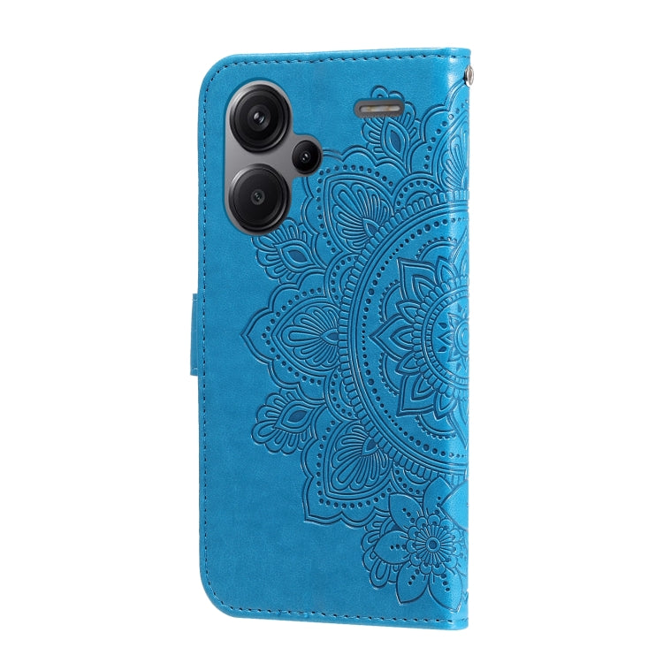 For Xiaomi Redmi Note13 Pro+ 5G Global 7-petal Flowers Embossing Leather Phone Case(Blue) - Note 13 Pro+ Cases by PMC Jewellery | Online Shopping South Africa | PMC Jewellery | Buy Now Pay Later Mobicred