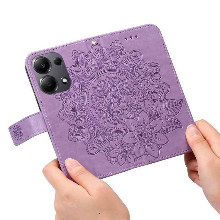 For Xiaomi Redmi Note13 Pro 4G Global/Poco M6 Pro 4G 7-petal Flowers Embossing Leather Phone Case(Light Purple) - Note 13 Pro Cases by PMC Jewellery | Online Shopping South Africa | PMC Jewellery | Buy Now Pay Later Mobicred