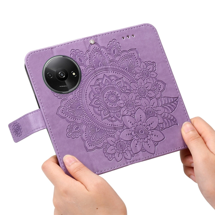 For Xiaomi Redmi A3 7-petal Flowers Embossing Leather Phone Case(Light Purple) - Xiaomi Cases by PMC Jewellery | Online Shopping South Africa | PMC Jewellery | Buy Now Pay Later Mobicred