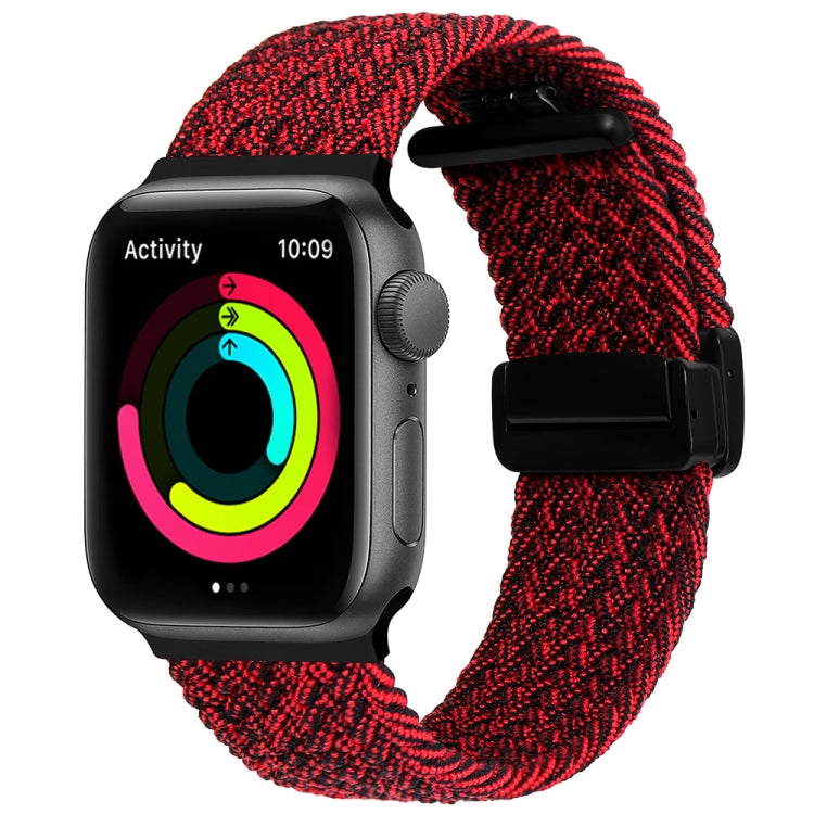 Magnetic Fold Clasp Woven Watch Band For Apple Watch Ultra 2 49mm(Black Sand Red) - Watch Bands by PMC Jewellery | Online Shopping South Africa | PMC Jewellery | Buy Now Pay Later Mobicred