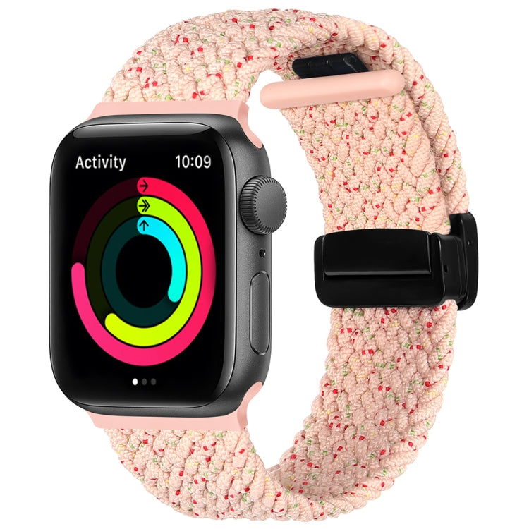 Magnetic Fold Clasp Woven Watch Band For Apple Watch Ultra 2 49mm(Starlight Pink) - Watch Bands by PMC Jewellery | Online Shopping South Africa | PMC Jewellery | Buy Now Pay Later Mobicred