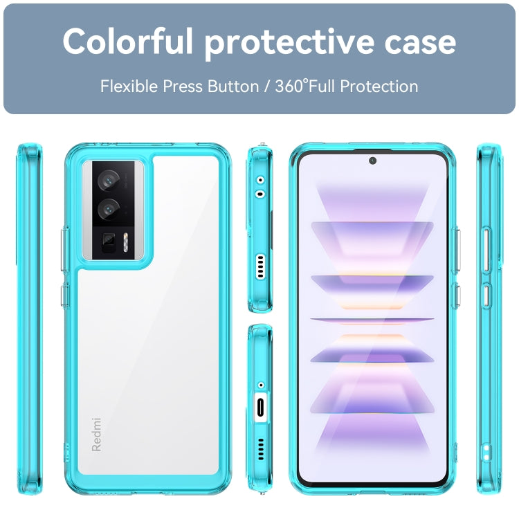 For Xiaomi Poco F5 Pro Colorful Series Acrylic Hybrid TPU Phone Case(Transparent Blue) - Xiaomi Cases by PMC Jewellery | Online Shopping South Africa | PMC Jewellery | Buy Now Pay Later Mobicred