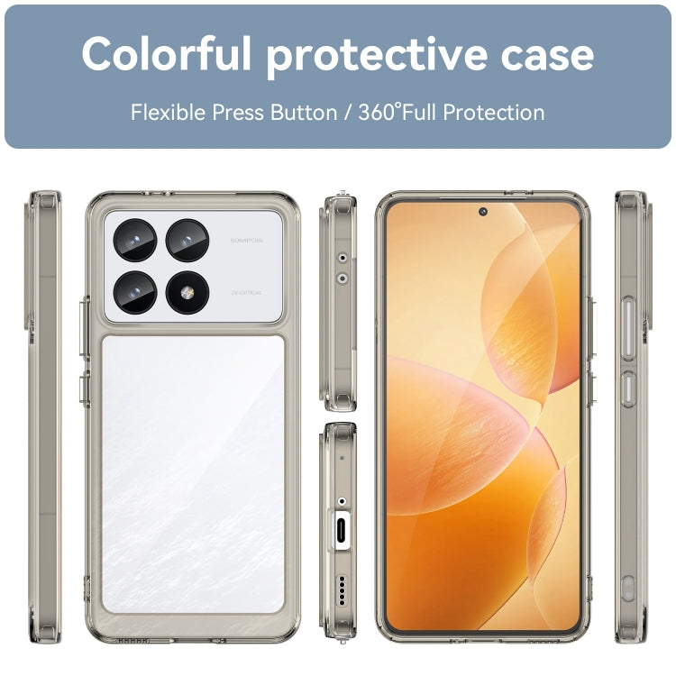 For Xiaomi Redmi K70 Colorful Series Acrylic Hybrid TPU Phone Case(Transparent Grey) - K70 Cases by PMC Jewellery | Online Shopping South Africa | PMC Jewellery | Buy Now Pay Later Mobicred