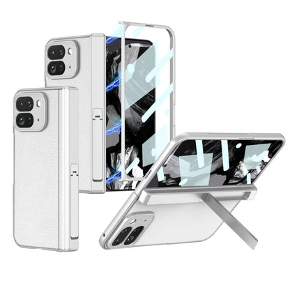 For Google Pixel 9 Pro Fold GKK Integrated Fold Hinge Leather Phone Case with Holder(White) - Google Cases by GKK | Online Shopping South Africa | PMC Jewellery | Buy Now Pay Later Mobicred