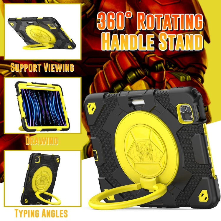 For iPad Pro 11 2022 / 2021 / 2020 Spider Rotation Handle Silicone Hybrid PC Tablet Case(Black Yellow) - iPad Pro 11 (2022/2021) Cases by PMC Jewellery | Online Shopping South Africa | PMC Jewellery | Buy Now Pay Later Mobicred