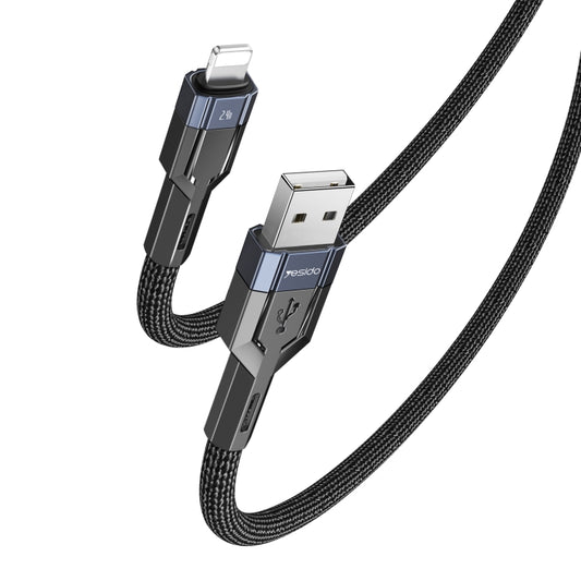 YESIDO CA106 1.2m 2.4A USB to 8 Pin OD0.6 Charging Data Cable(Black) - Normal Style Cable by Yesido | Online Shopping South Africa | PMC Jewellery | Buy Now Pay Later Mobicred