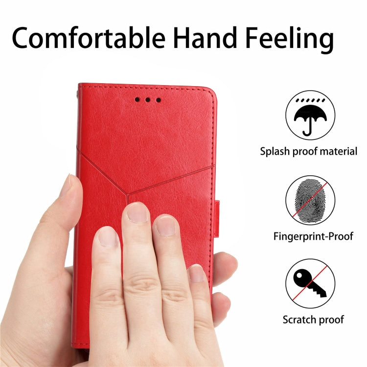 For iPhone 16 Pro Max HT01 Y-shaped Pattern Flip Leather Phone Case(Red) - iPhone 16 Pro Max Cases by PMC Jewellery | Online Shopping South Africa | PMC Jewellery | Buy Now Pay Later Mobicred