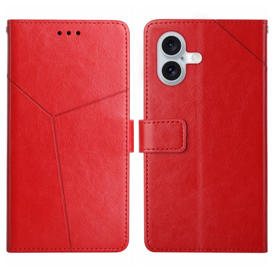 For iPhone 16 Plus HT01 Y-shaped Pattern Flip Leather Phone Case(Red) - iPhone 16 Plus Cases by PMC Jewellery | Online Shopping South Africa | PMC Jewellery | Buy Now Pay Later Mobicred