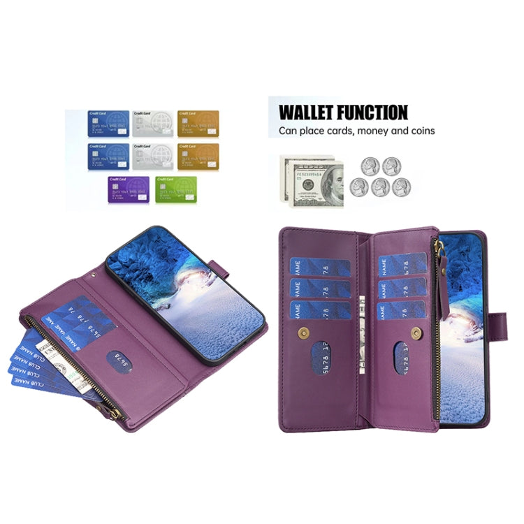 For Google Pixel 8 Pro 9 Card Slots Zipper Wallet Leather Flip Phone Case(Dark Purple) - Google Cases by PMC Jewellery | Online Shopping South Africa | PMC Jewellery | Buy Now Pay Later Mobicred