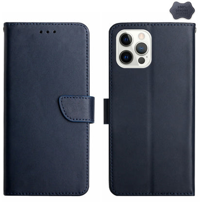 For iPhone 16 Pro Genuine Leather Fingerprint-proof Flip Phone Case(Blue) - iPhone 16 Pro Cases by PMC Jewellery | Online Shopping South Africa | PMC Jewellery | Buy Now Pay Later Mobicred