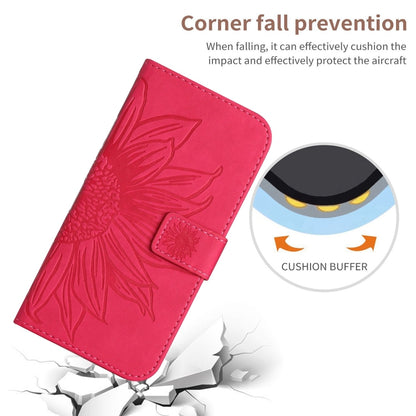 For iPhone 16 Pro Skin Feel Sun Flower Embossed Flip Leather Phone Case with Lanyard(Rose Red) - iPhone 16 Pro Cases by PMC Jewellery | Online Shopping South Africa | PMC Jewellery | Buy Now Pay Later Mobicred