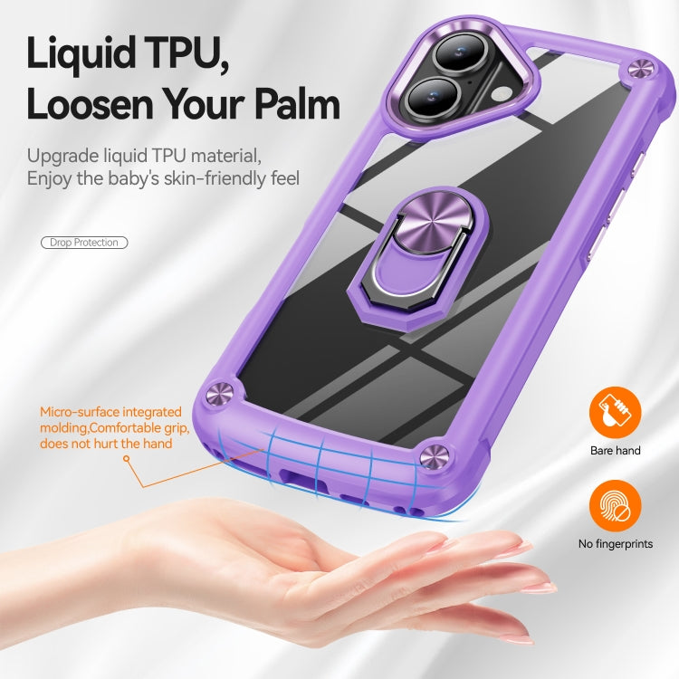 For iPhone 16 TPU + PC Lens Protection Phone Case with Ring Holder(Purple) - iPhone 16 Cases by PMC Jewellery | Online Shopping South Africa | PMC Jewellery | Buy Now Pay Later Mobicred