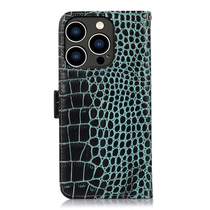 For iPhone 16 Pro Max Crocodile Top Layer Cowhide Leather Phone Case(Green) - iPhone 16 Pro Max Cases by PMC Jewellery | Online Shopping South Africa | PMC Jewellery | Buy Now Pay Later Mobicred