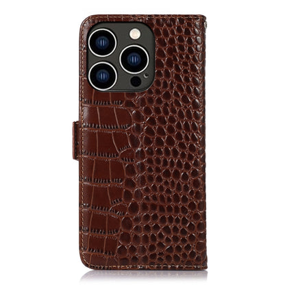 For iPhone 16 Pro Max Crocodile Top Layer Cowhide Leather Phone Case(Brown) - iPhone 16 Pro Max Cases by PMC Jewellery | Online Shopping South Africa | PMC Jewellery | Buy Now Pay Later Mobicred