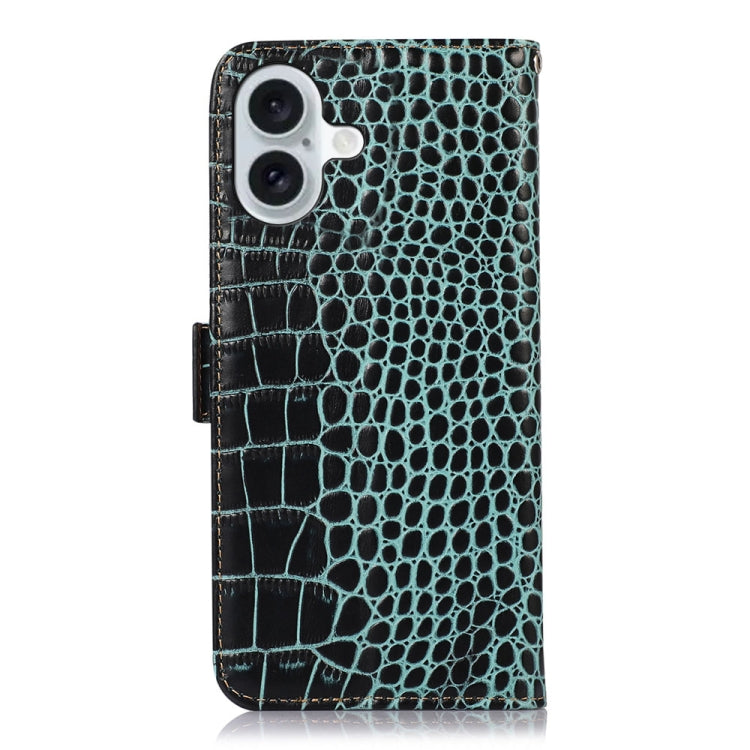 For iPhone 16 Plus Crocodile Top Layer Cowhide Leather Phone Case(Green) - iPhone 16 Plus Cases by PMC Jewellery | Online Shopping South Africa | PMC Jewellery | Buy Now Pay Later Mobicred