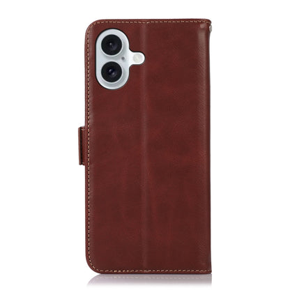 For iPhone 16 Plus Crazy Horse Top Layer Cowhide Leather Phone Case(Brown) - iPhone 16 Plus Cases by PMC Jewellery | Online Shopping South Africa | PMC Jewellery | Buy Now Pay Later Mobicred