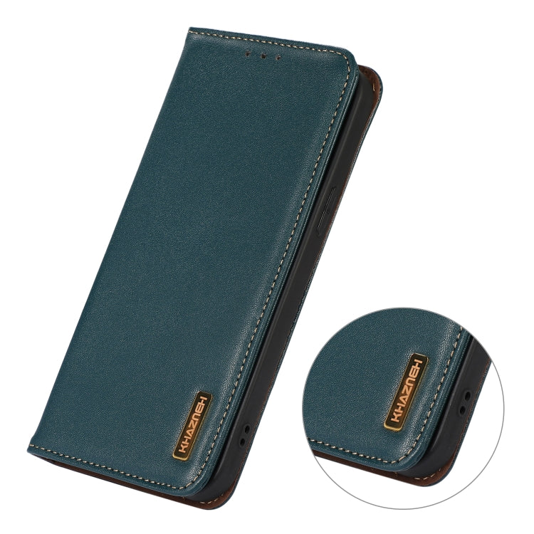 For iPhone 16 Pro KHAZNEH Nappa Top Layer Cowhide Leather Phone Case(Green) - iPhone 16 Pro Cases by PMC Jewellery | Online Shopping South Africa | PMC Jewellery | Buy Now Pay Later Mobicred