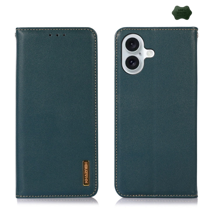 For iPhone 16 Plus KHAZNEH Nappa Top Layer Cowhide Leather Phone Case(Green) - iPhone 16 Plus Cases by PMC Jewellery | Online Shopping South Africa | PMC Jewellery | Buy Now Pay Later Mobicred