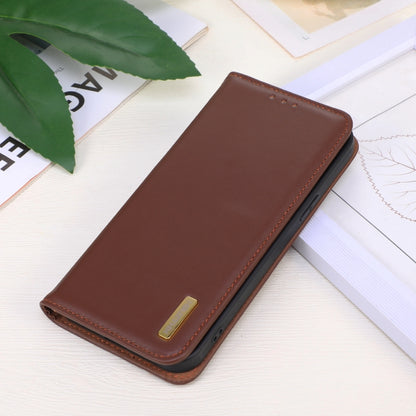 For iPhone 16 KHAZNEH Nappa Top Layer Cowhide Leather Phone Case(Brown) - iPhone 16 Cases by PMC Jewellery | Online Shopping South Africa | PMC Jewellery | Buy Now Pay Later Mobicred