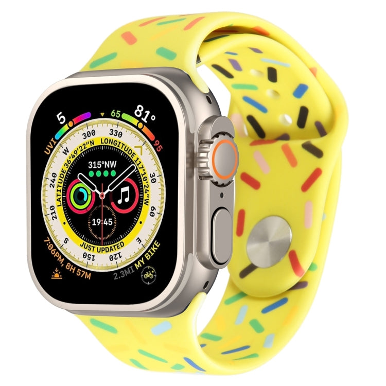 Rainbow Raindrops Silicone Watch Band For Apple Watch 9 45mm(Yellow) - Watch Bands by PMC Jewellery | Online Shopping South Africa | PMC Jewellery